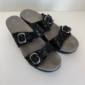 Dansko Sophie Black Drizzle Suede Sandals